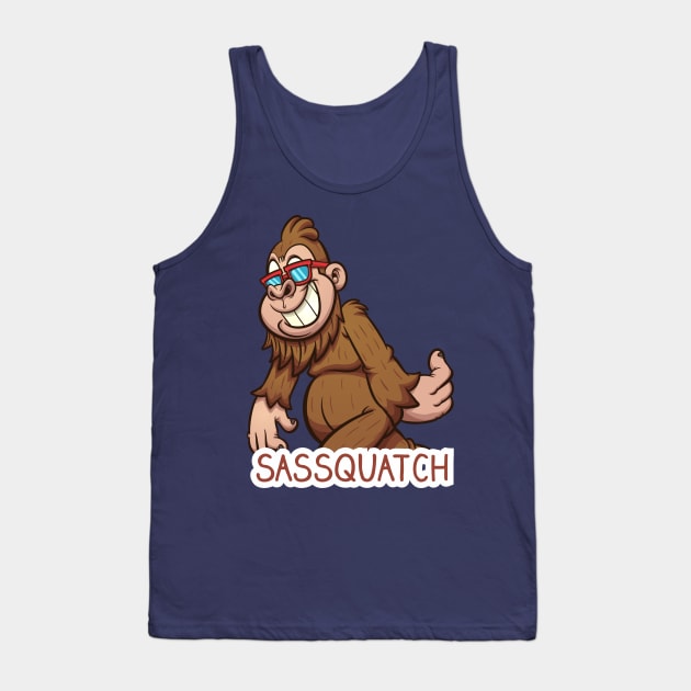 Sassquatch - Badass With An Attitude To Match  - White - Cartoon Tank Top by Crazy Collective